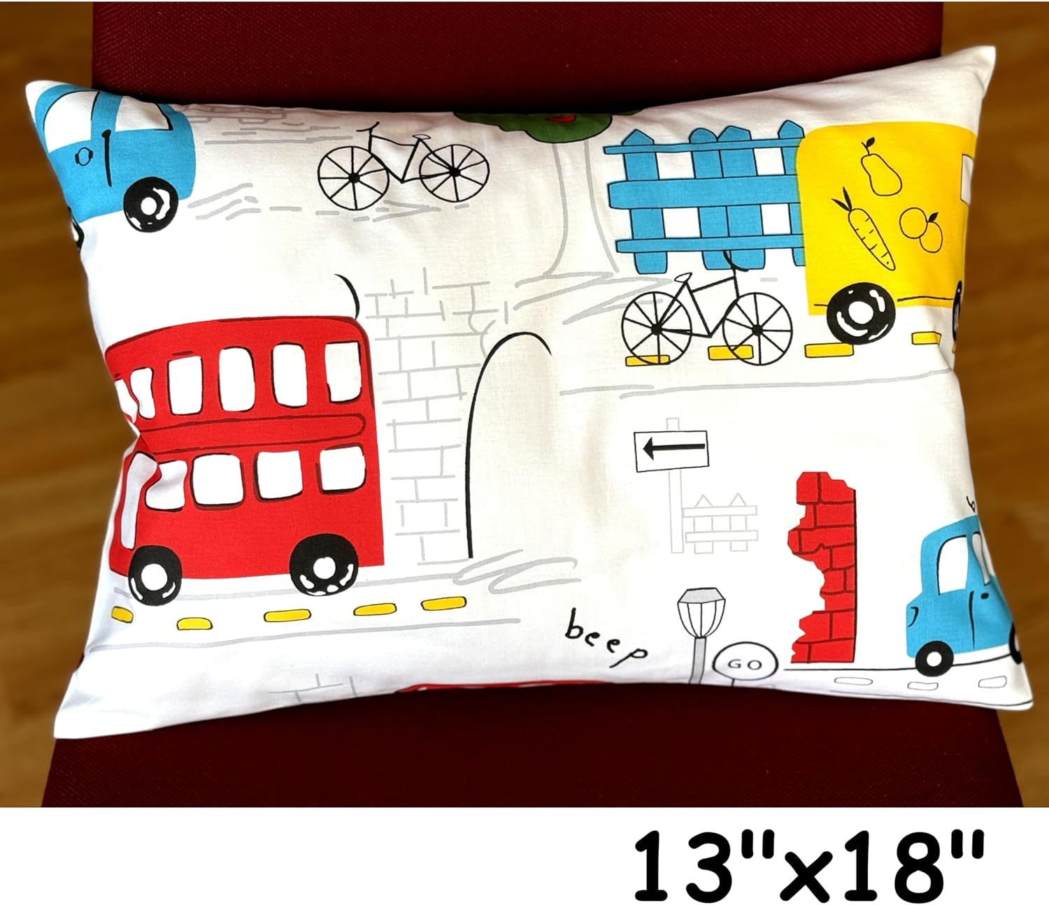 Cars Cotton Toddler Pillowcase 13 x 18 - Cars Kids Pillow Case, Small Travel Pillow Cases, Boys