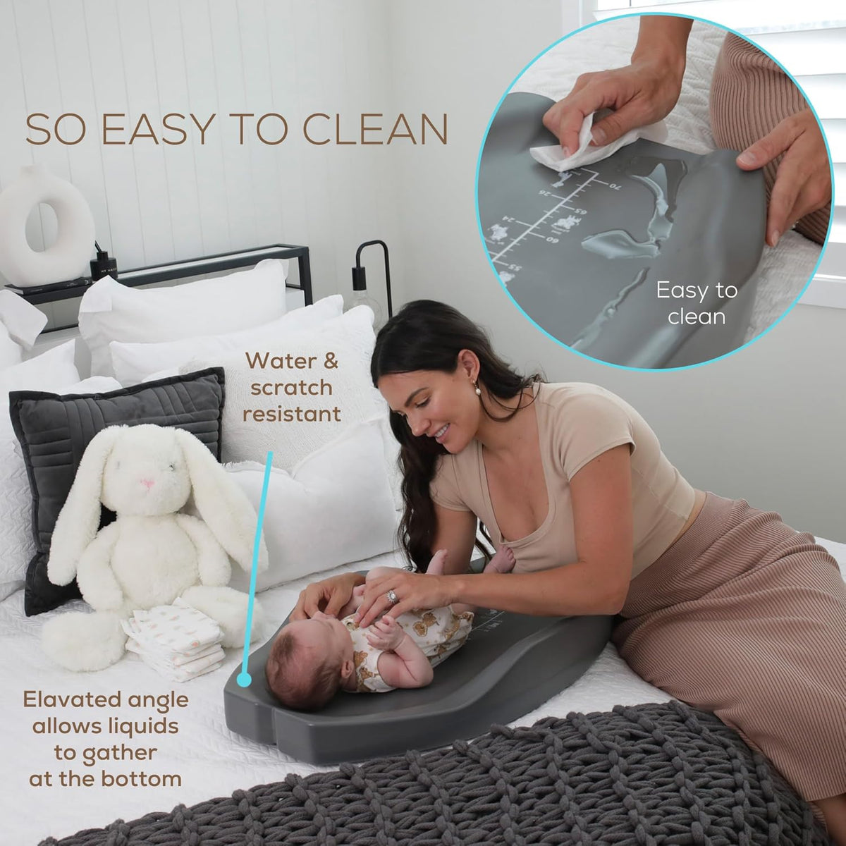 Apricity Baby Changing Pod- Grey - Waterproof Non-Slip Changing Pad Easy-to-Clean Diaper Changing