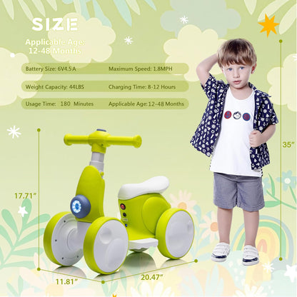 6V Electric Baby Balance Bike for 1 Year Old Boys Girls Ride on Toys 12-48 Months Toddler Balance