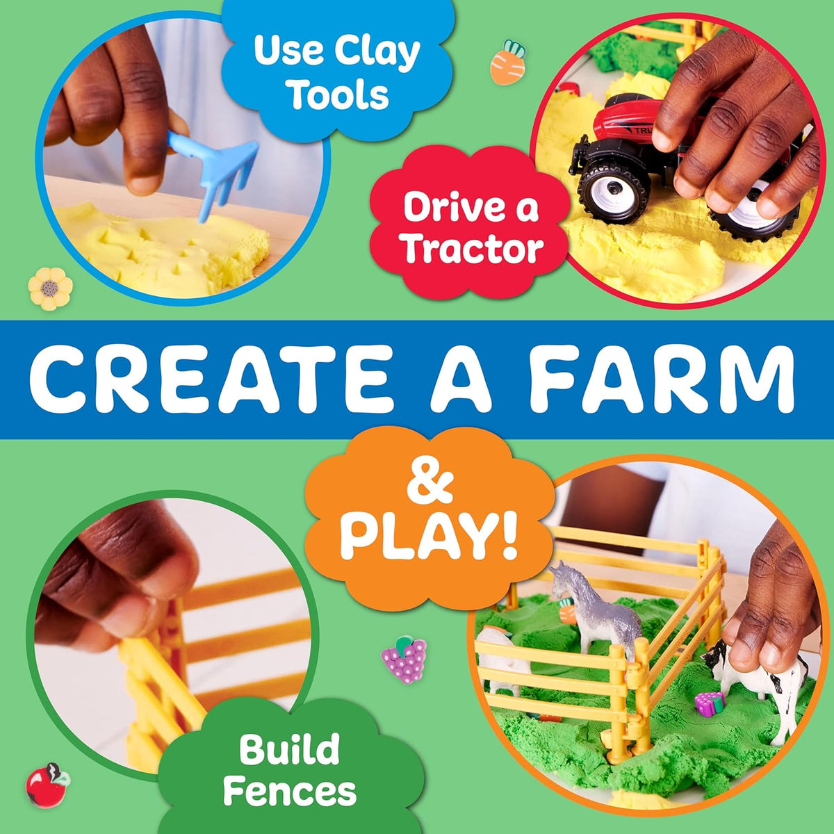 Creativity for Kids Sensory Pack: Farm, Sensory Toys for Toddlers 3-4+, Pretend Play Farm Animals