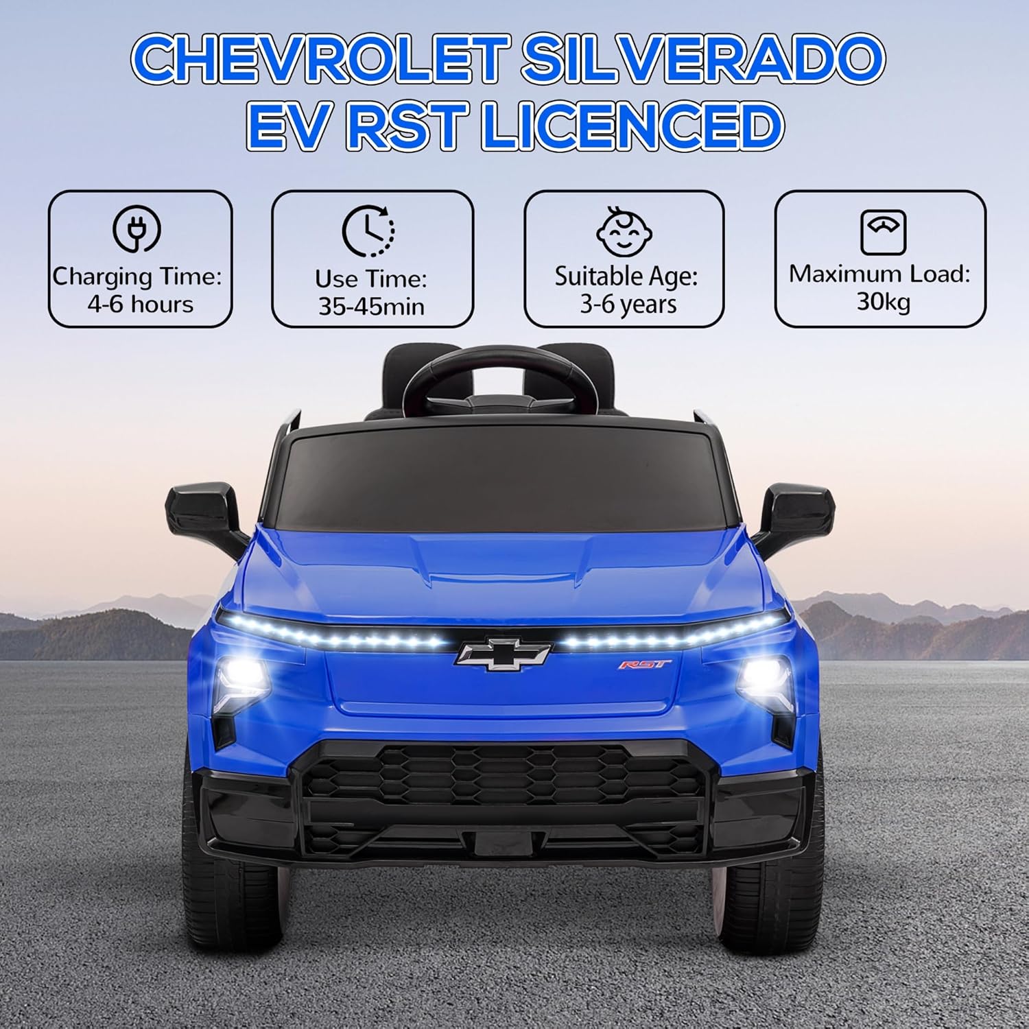 Qaba 12V Kids Ride on Truck, Chevrolet Silverado EV RST Licensed Electric Car with Parent Remote