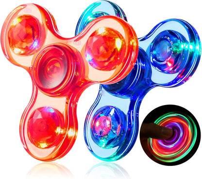 Gigilli Fidget Spinners 2 Pack, LED Light up Sensory Fidget Toys for Kids Adults, Glow in The Dark