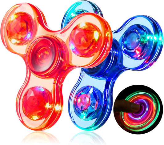 Gigilli Fidget Spinners 2 Pack, LED Light up Sensory Fidget Toys for Kids Adults, Glow in The Dark