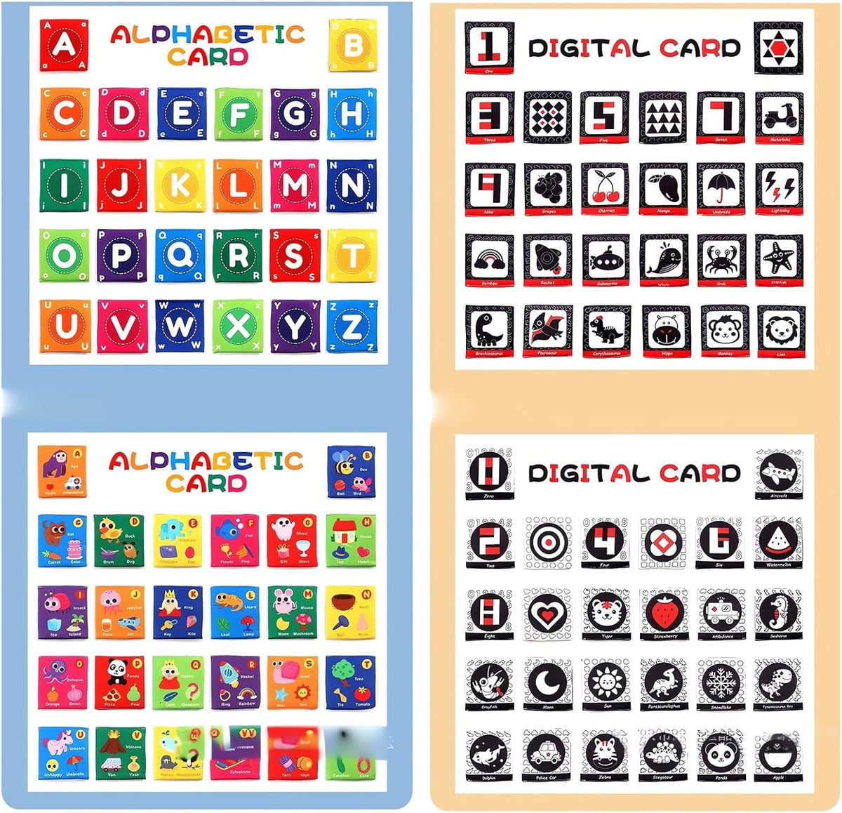 Early Childhood Enlightenment 26 Pieces Toddler Soft Alphabet ABC Letter Number Flash Cards Baby