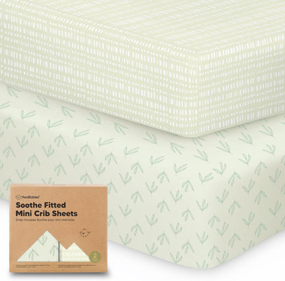 2-Pack Mini Crib Sheets Fitted - 38x26 Pack N Play Sheets for Pack and Play Mattress, Organic