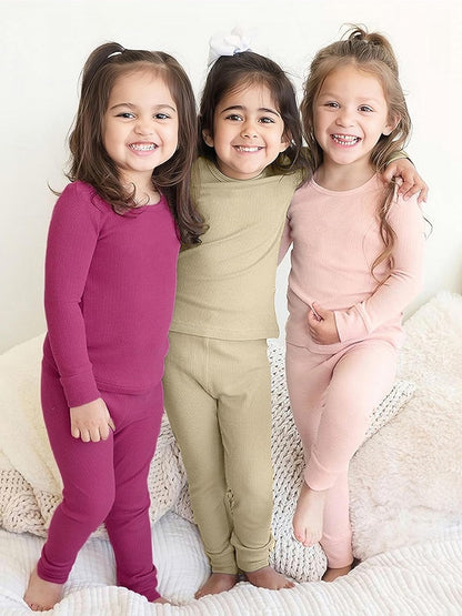 BABY 2T-10Y Toddler Kids Girls Boys Soft Comfy Viscose 2pcs Set Long Sleeve Plain Shirts and Pants