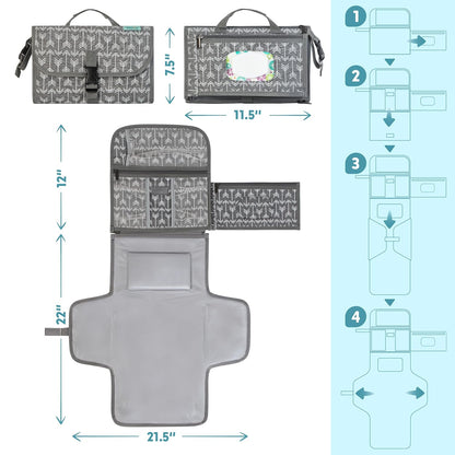 Kopi Baby Portable Diaper Changing Pad - Baby Diaper Changer Travel Bag with Wipes Pocket, Smart