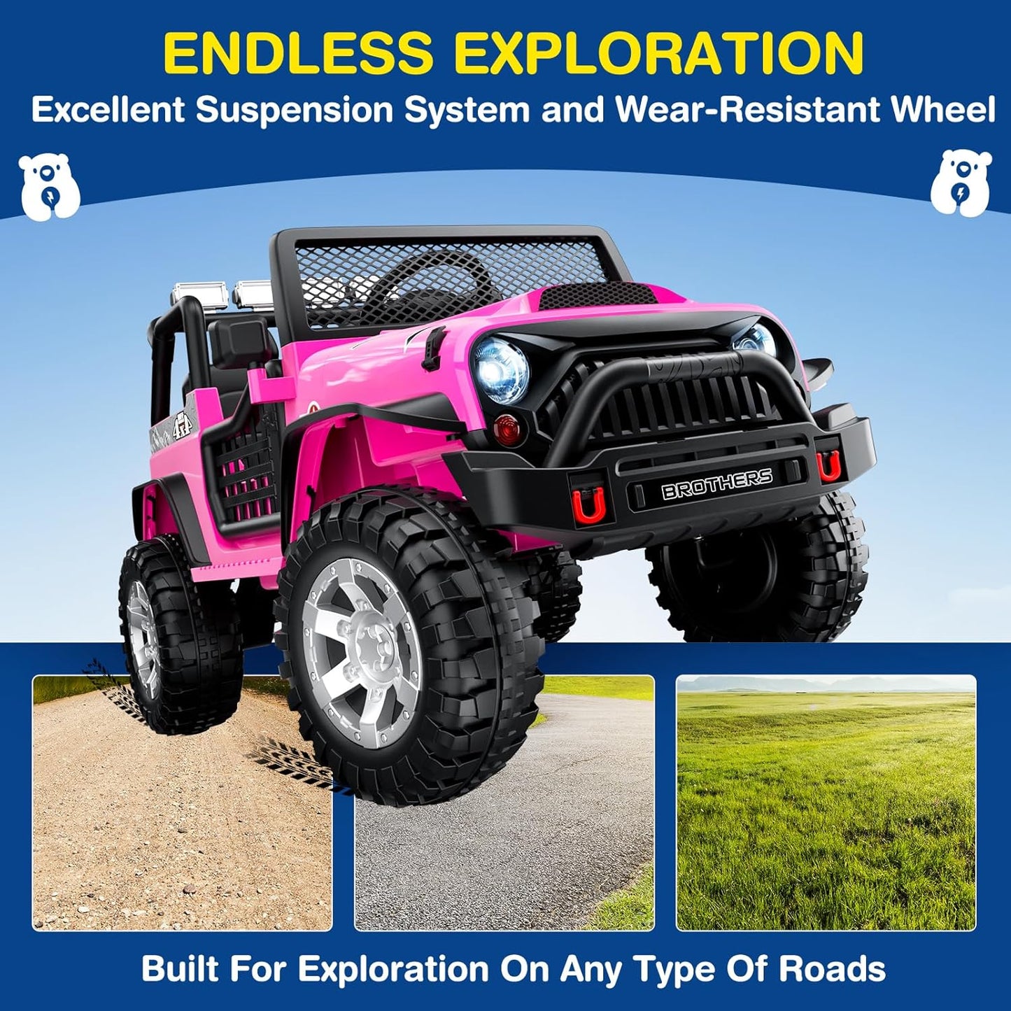L8 2 Seater Ride On Car, 12V Kids Electric Car w/Remote Control, 4-Wheel Suspension, Bluetooth