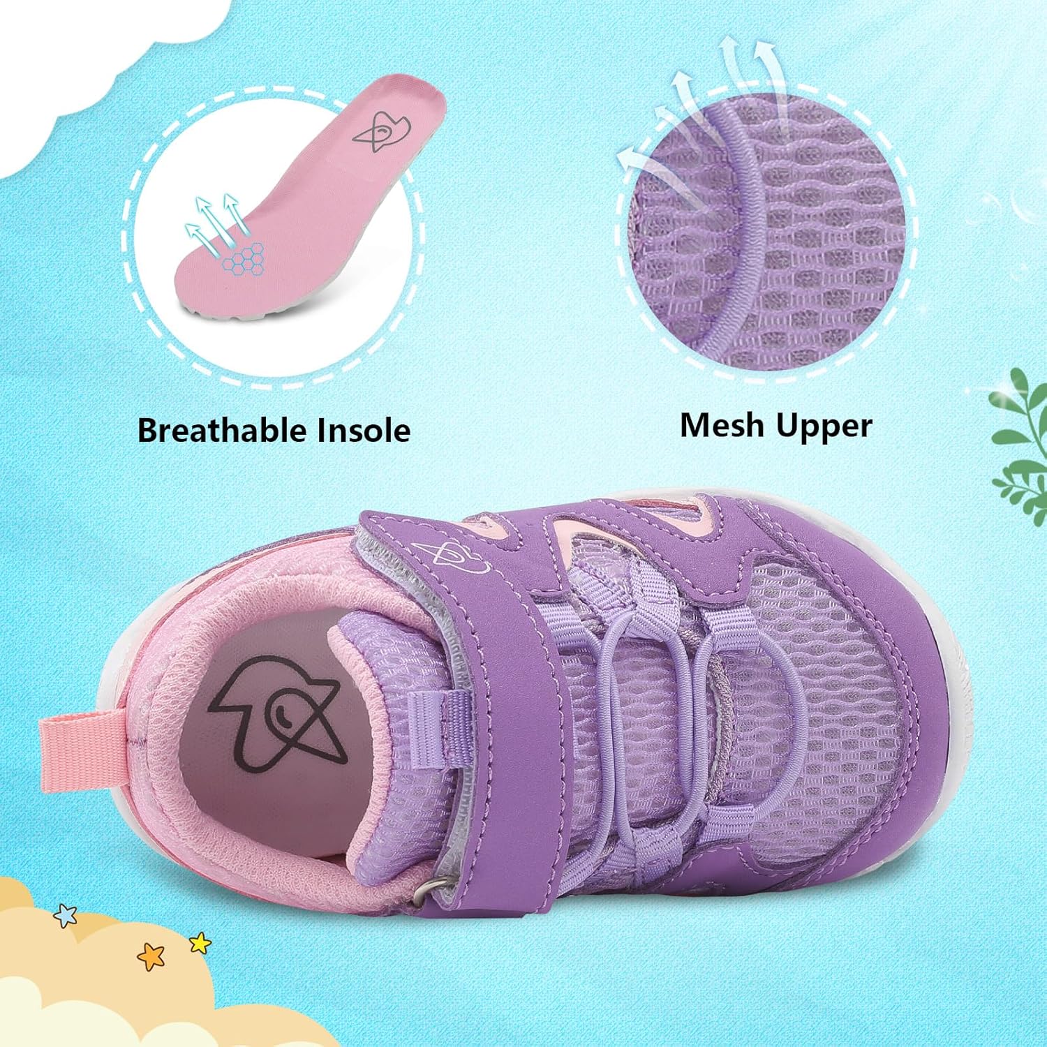 LeIsfIt Baby Shoes Boys Girls First Walking Shoes Non-Slip Toddler Breathable Sneakers Infant