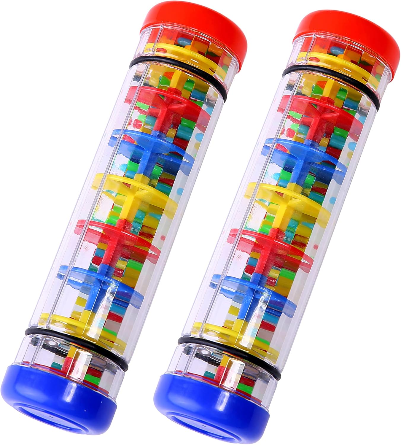 2 Pack Rainmaker Rain Stick Musical Instrument for Babies, Toddlers and Kids, 8 Inch Rainfall