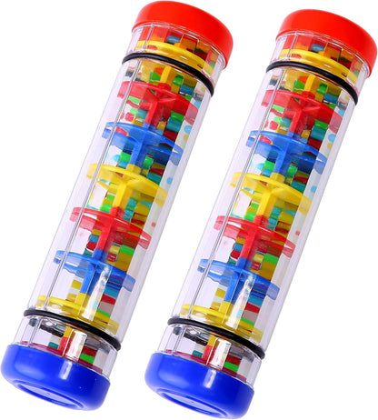 2 Pack Rainmaker Rain Stick Musical Instrument for Babies, Toddlers and Kids, 8 Inch Rainfall