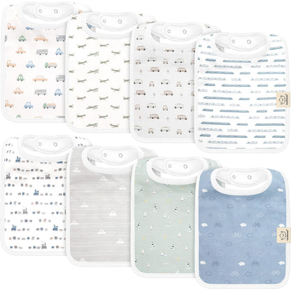 KeaBabies 8-Pack Organic Baby Bibs for Boys, Girls - Super Absorbent Cotton Drool Bibs for Baby