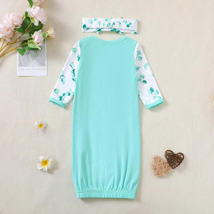 AMAWMW Newborn Baby Girl Little Sister Sleeper Gown Stripe Long Sleeve Nightgown Pajamas Gifts