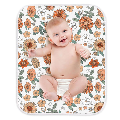 Diaper Changing Pads for Baby, Flower Change Mat, 3Layers Waterproof Change Pad Foldable Absorbent