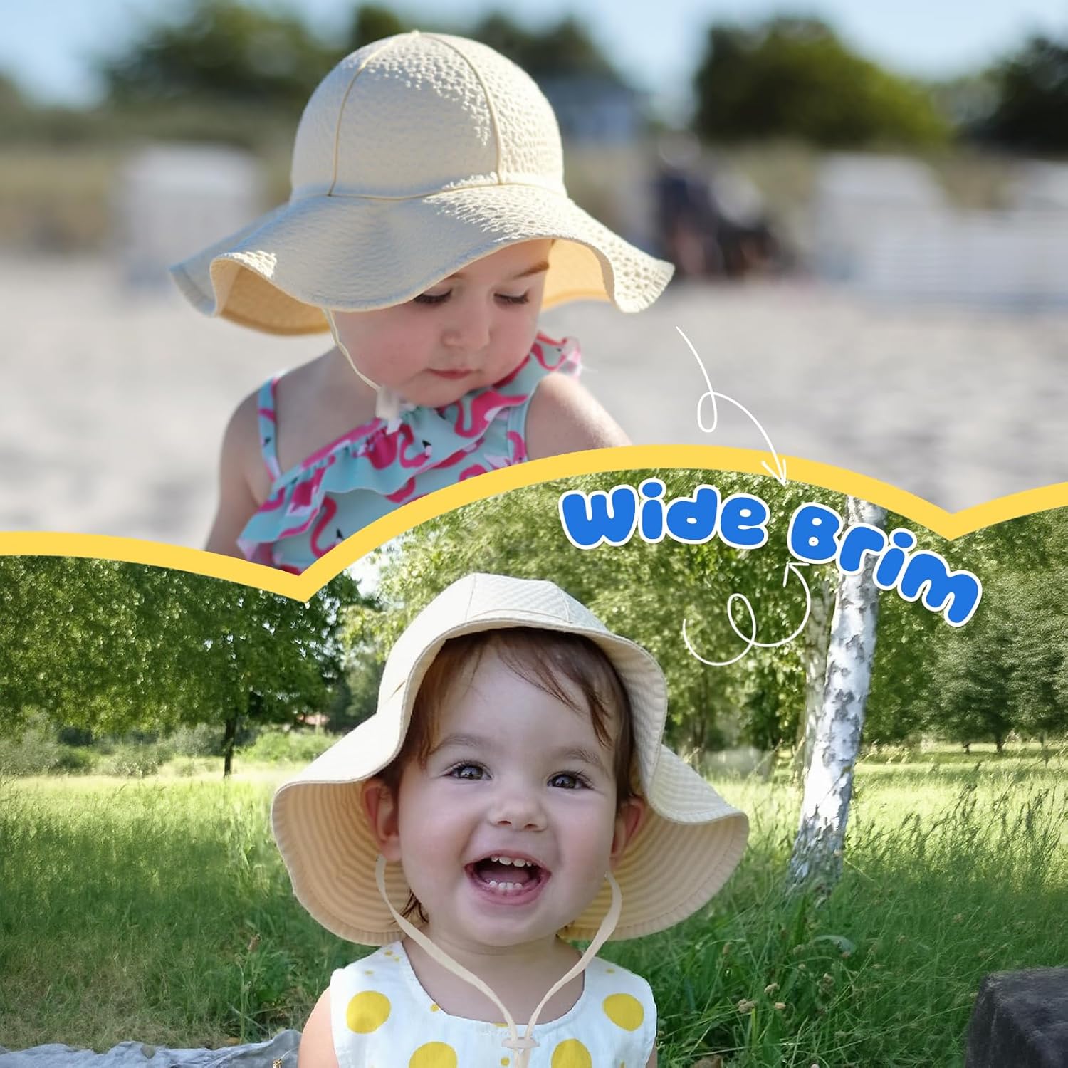 HONGTEYA Baby Sun Hat Toddler Girl Beach Hat Adjustable Outdoor Summer Hat UPF 50+ Sun Protection