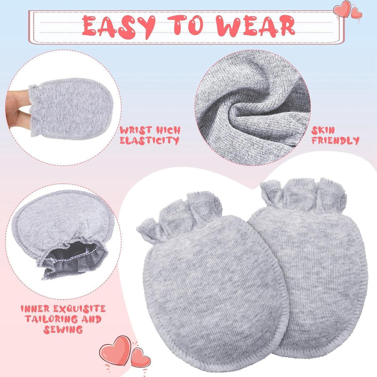 9 Pairs Newborn Baby Boys Girls Mittens 0-6 Months Infant Toddler Mittens No Scratch Solid Color