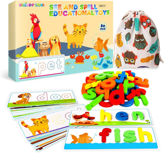 SpringFlower See & Spell Matching Letter Toy,Learning Educational Toy For 3 4 5 6 Years Old Boys