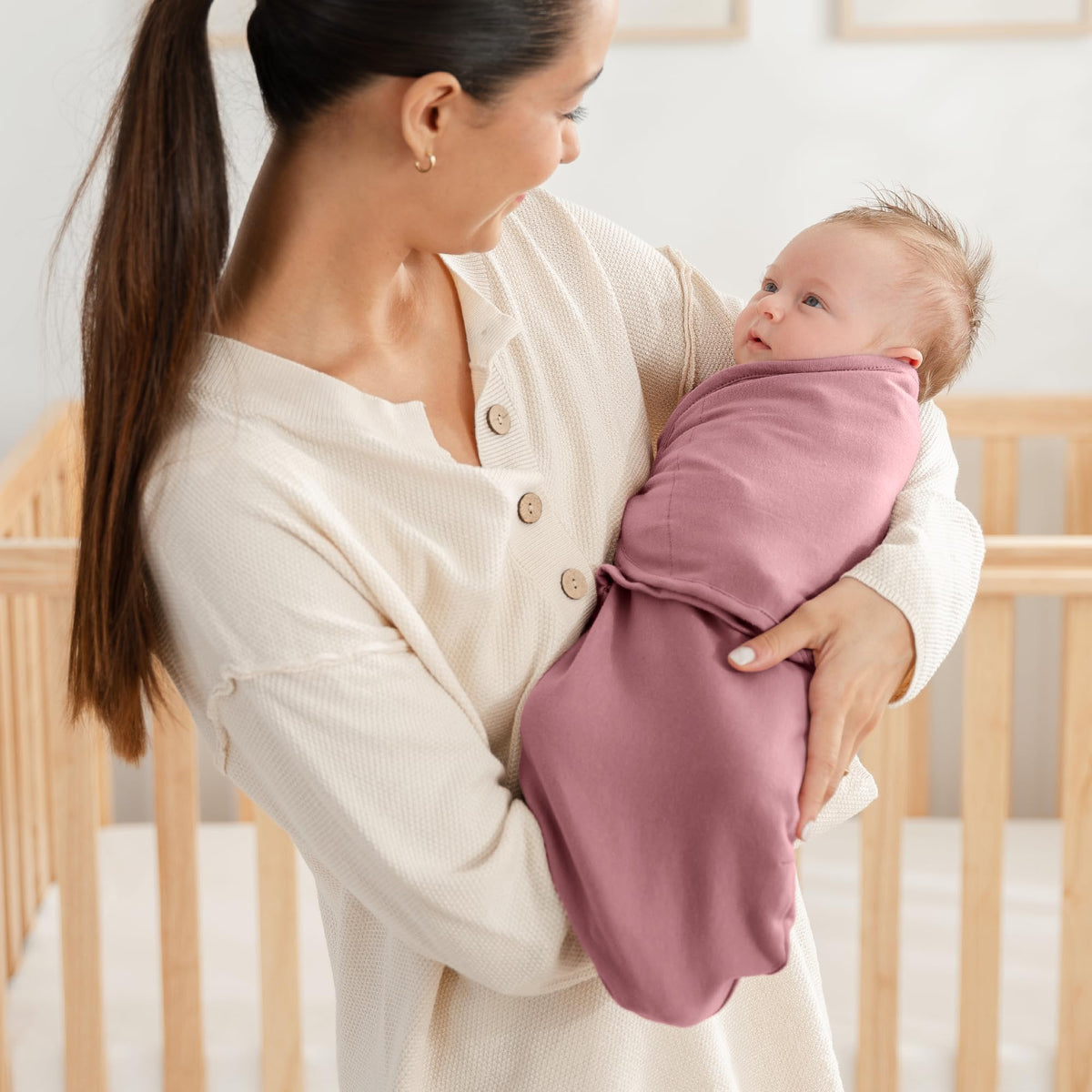 Comfy Cubs Easy Swaddle Blanket, 3 Pk S Swaddle Blush Mauve Mulberry