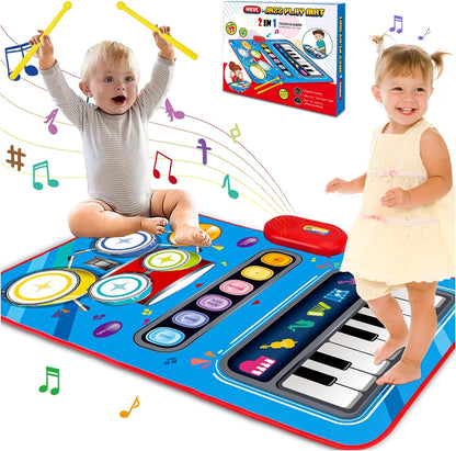 Baby Toys for 1 Year Old: Baby Musical Mat Toddler Toys Age 1-2 - 2 in 1 Piano Drum Babies Play Mat