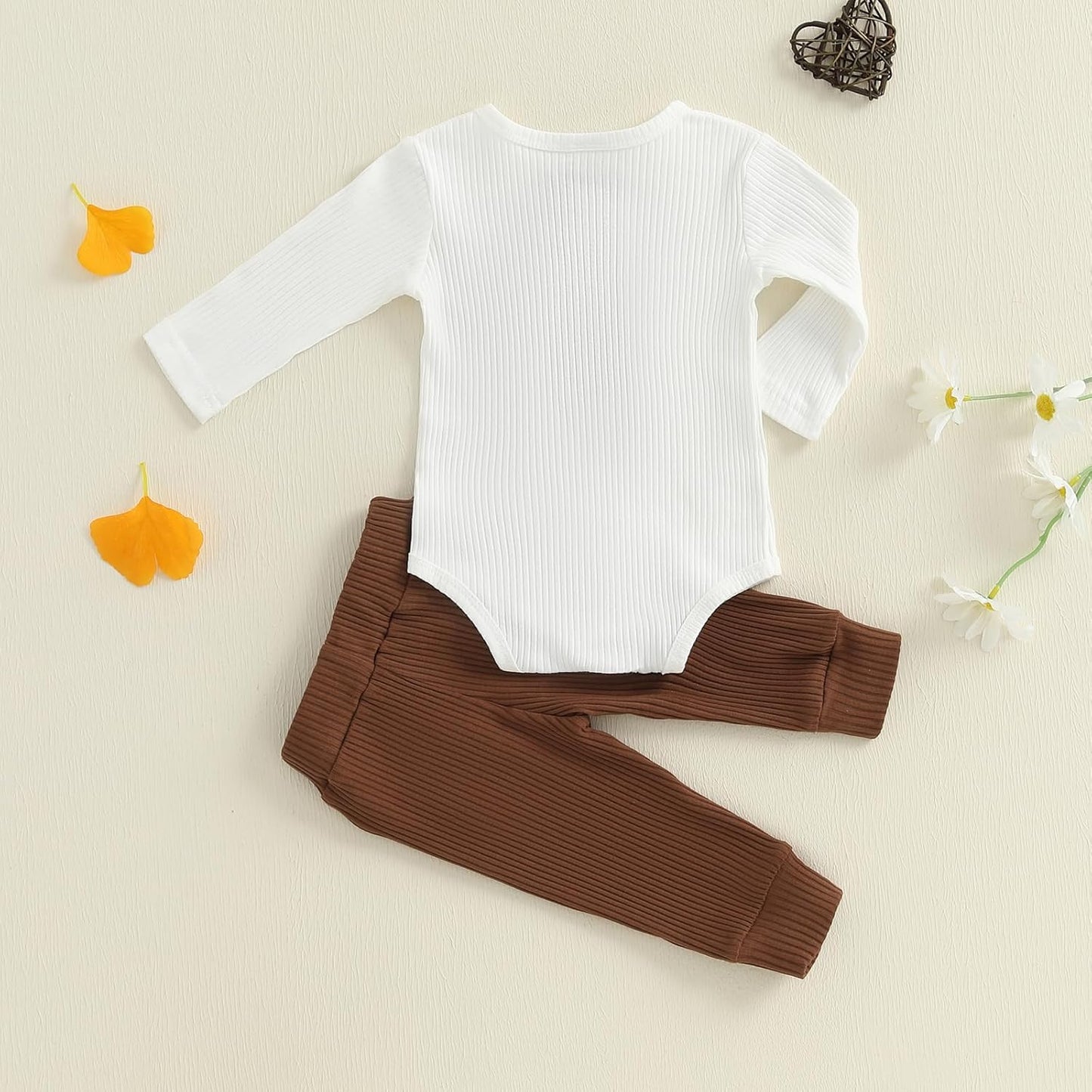 fhutpw Baby Boy Clothes 3 6 12 18 Months Ribbed Knitted Long Sleeve Romper and Pants Sets Newborn