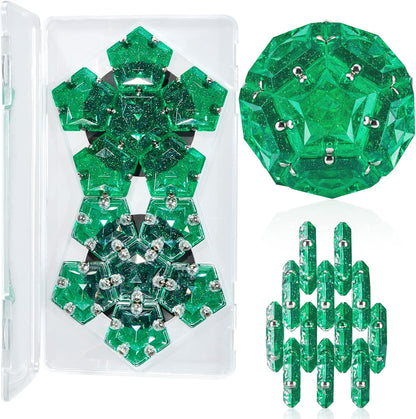 Magnetic Fidget Sphere Magnets Balls - Crystal Green Holographic Glitter - Magnet Fidgets Toy - 12
