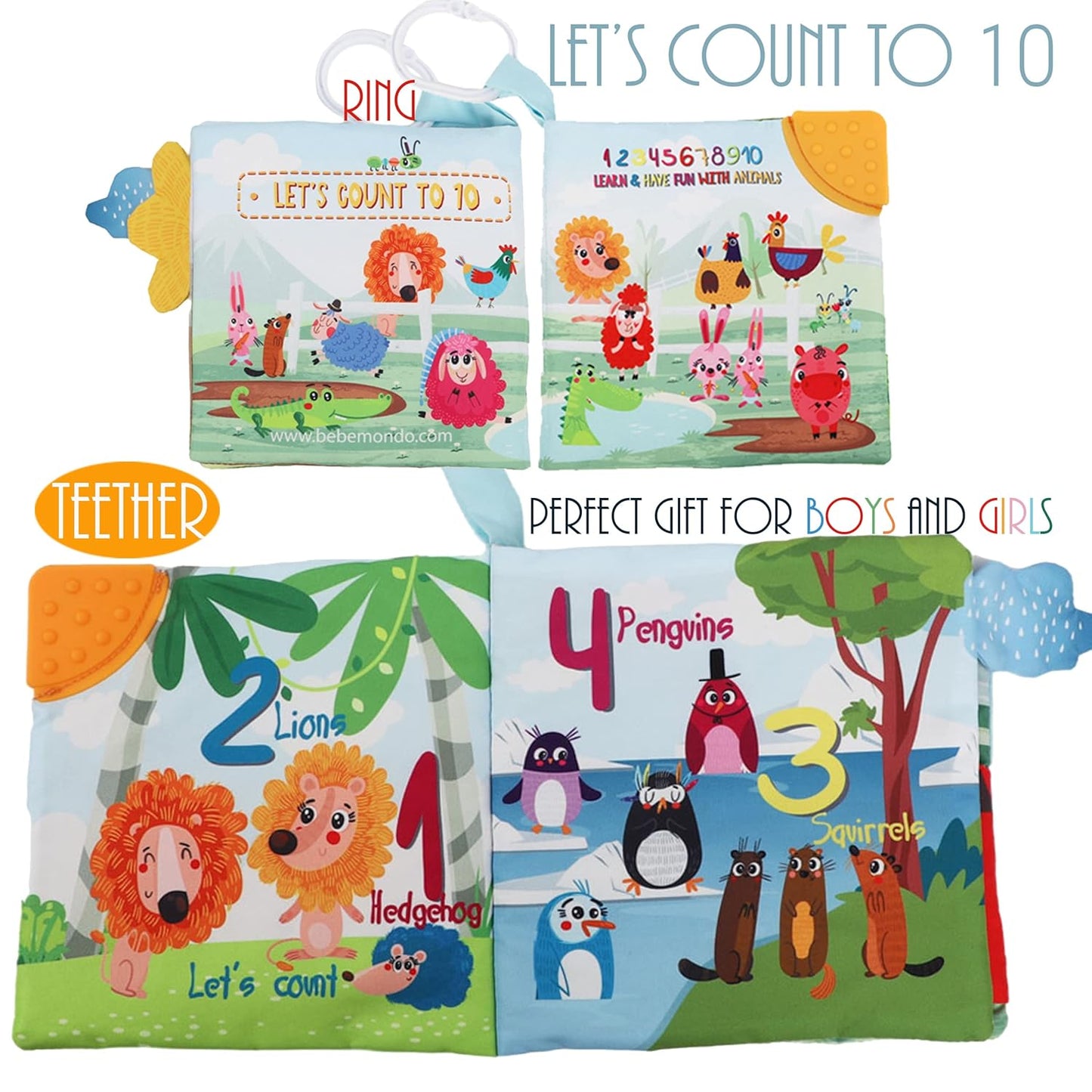 Touch and Feel Cloth Crinkle Books for Babies Infant, Baby Books Toys 0-3-6-12-18 Months, Christmas