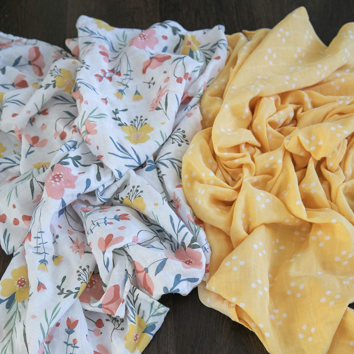 GRACED SOFT LUXURIES Premium Muslin Baby Swaddle Blankets 2 Pack | Large 47 x 47 inch | 100% Cotton