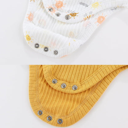 Newborn Baby Boy Girl Short Sleeve Bodysuits Cotton One-Piece Baby Clothes 6-Pack
