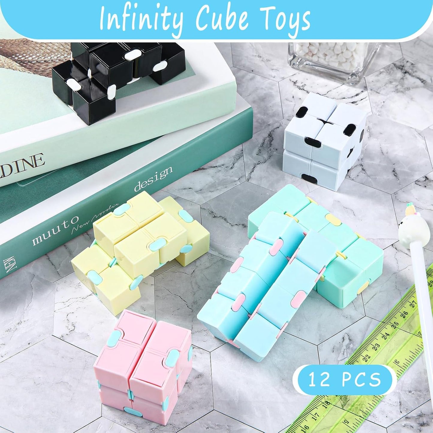 12 Pieces Mini Cube Blocks Mini Cube Desk Toy Magic Sensory Tool Blocks Puzzle Flip Cube for Teens