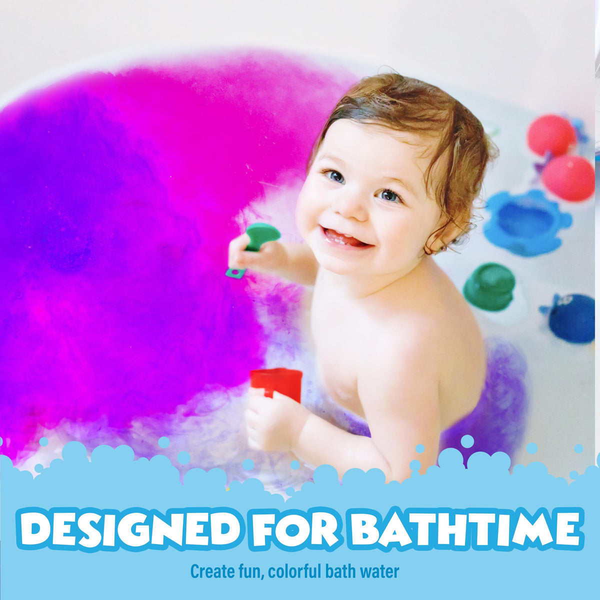 Tub Works® Bath Color Fizzies, 150 Count | Nontoxic & Fragrance-Free | Fizzy, Bath Color Tablets