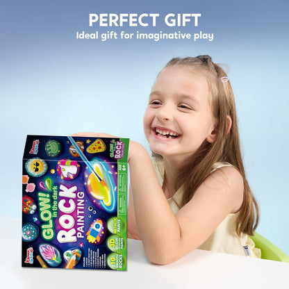 JOYIN Rock Painting Kit- Glow in The Dark Rock Kit, Arts and Crafts for Kids Ages 6-12, Art