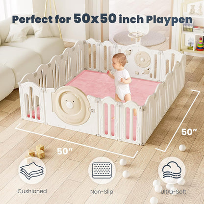 ACOMOPACK Baby Play Mat for Floor 1.3" Thick Memory Foam 50x50 Soft Velvet Playpen Mat for