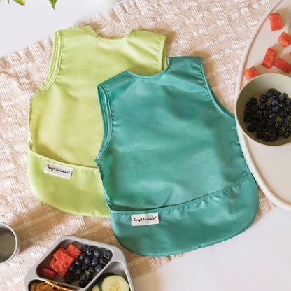 Tiny Twinkle Mess Proof Apron Bibs - 2 Pack Waterproof & Lightweight Baby Bibs for Led Weaning |