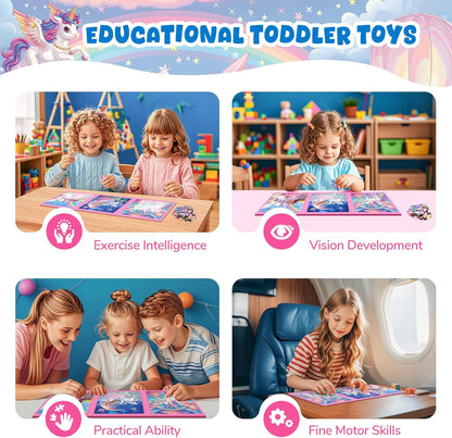 Magnetic Jigsaw Puzzles for Toddlers Kids 3-8 Girls,(3 36-Pieces) Travel Puzzles Toys for Kids Ages