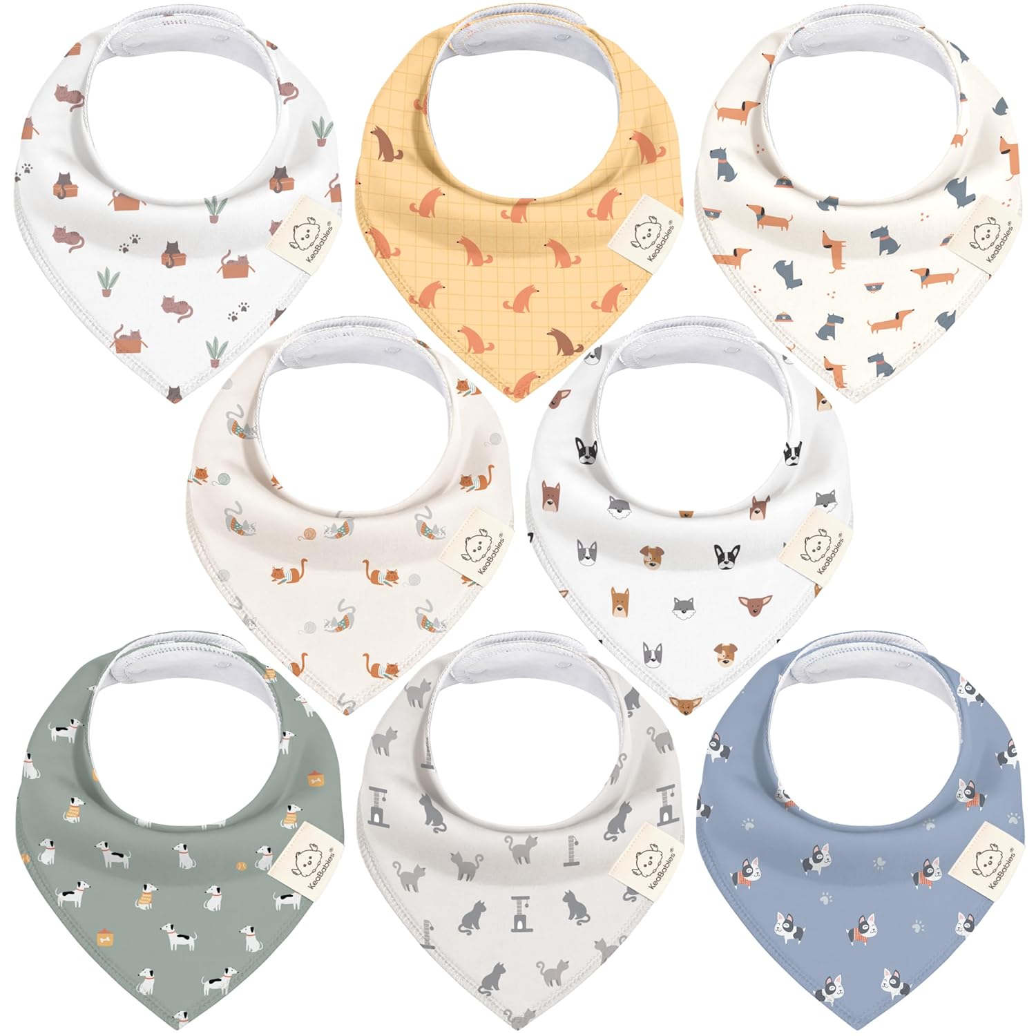 8-Pack Organic Baby Bandana Bibs for Boys, Girls - Super Absorbent Triangle Baby Bibs for Drooling