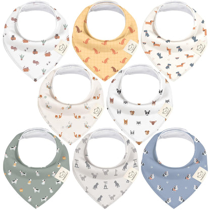 8-Pack Organic Baby Bandana Bibs for Boys, Girls - Super Absorbent Triangle Baby Bibs for Drooling