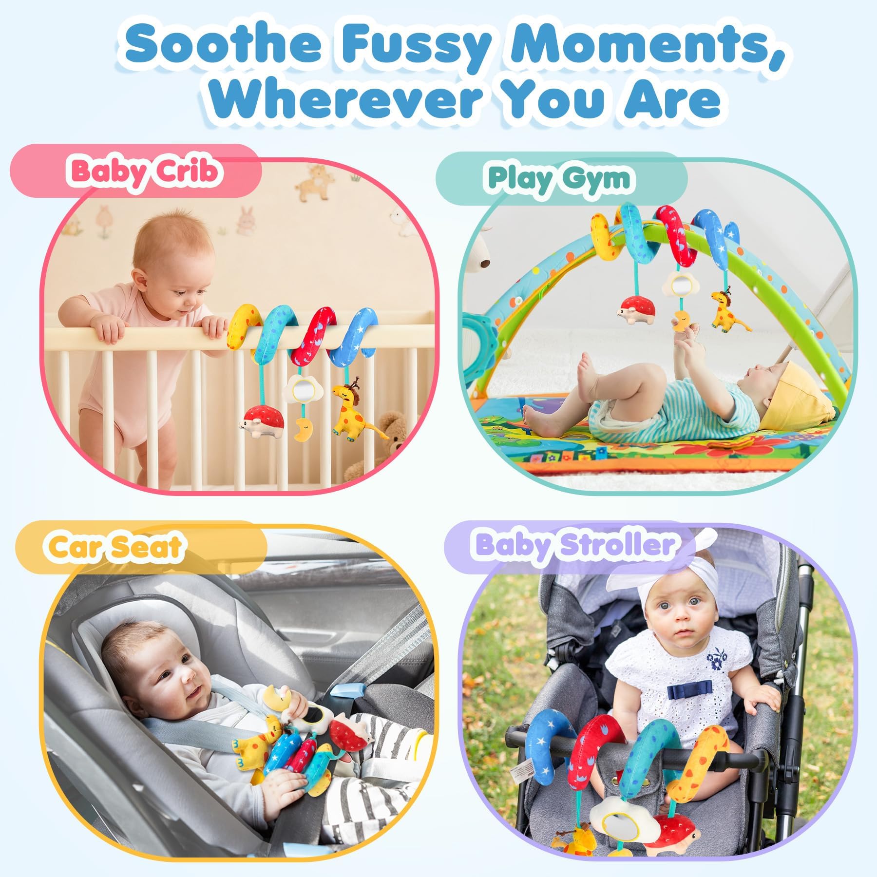 URMYWO Spiral Car Seat Toys for Babies 0-6 Months, Newborn Toys & Infant Toys, 3 Month Baby Toys