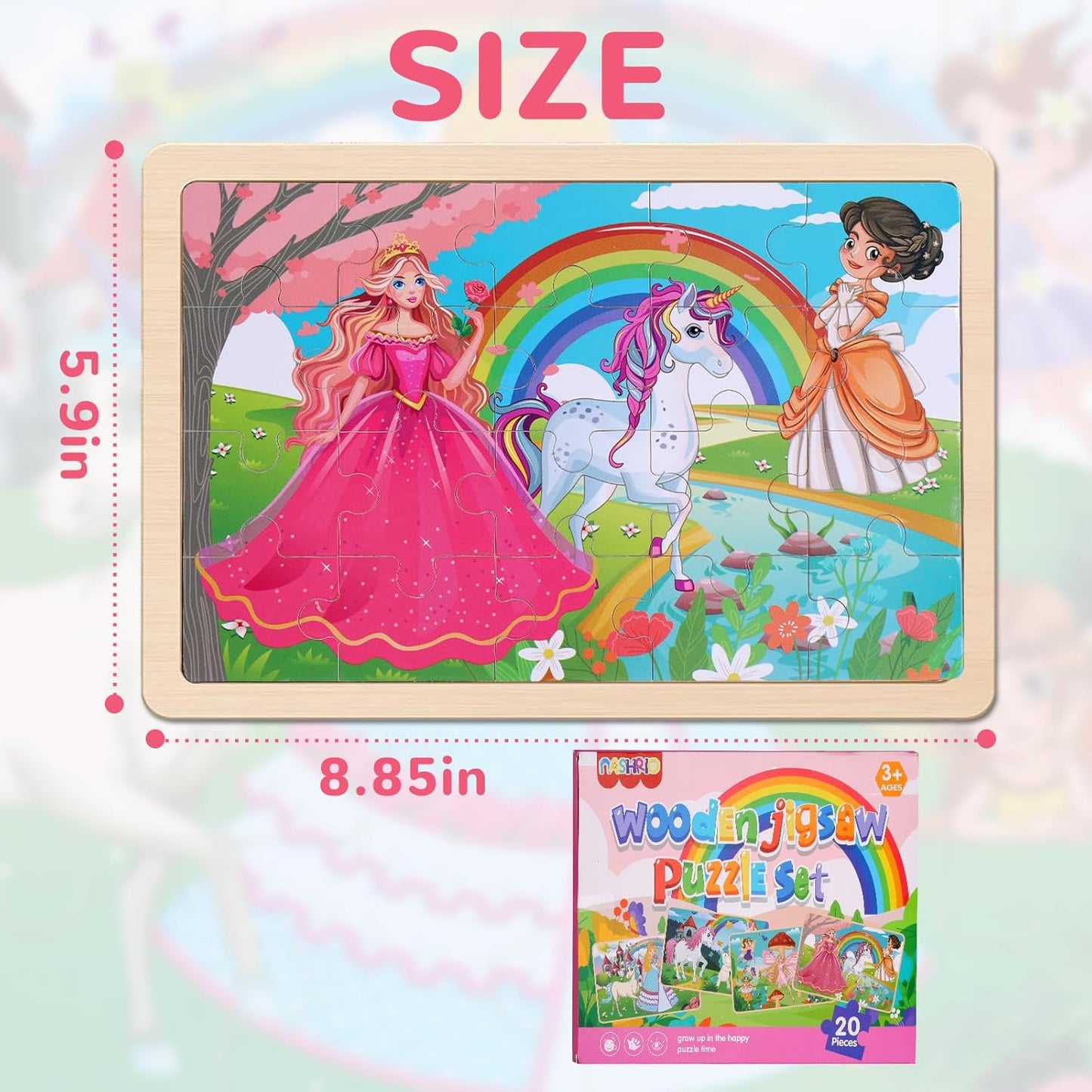 NASHRIO Wooden Educational Jigsaw Puzzles for Preschool Kids Ages 3-5, 4-Pack with 20 Pieces