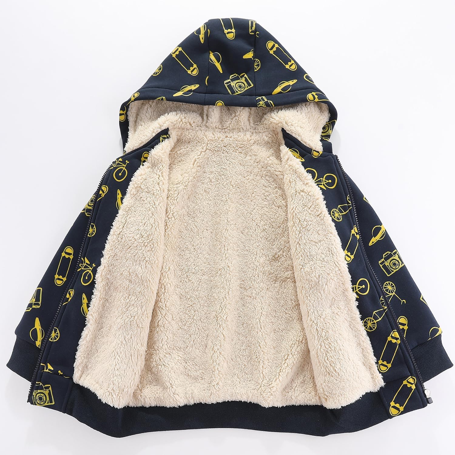 Bumeex Kids Boy's Girl's Sherpa Fleece Lined Jacket Spring Fall Winter Zip up Sweatshirt Hoodie