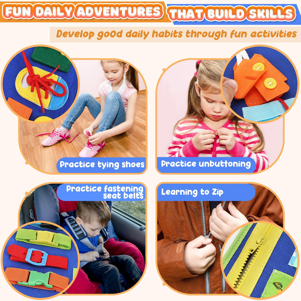URMYWO Toddler Busy Board - Busy Book Montessori Toys Ages 3 and up - Preschool Learning Activities