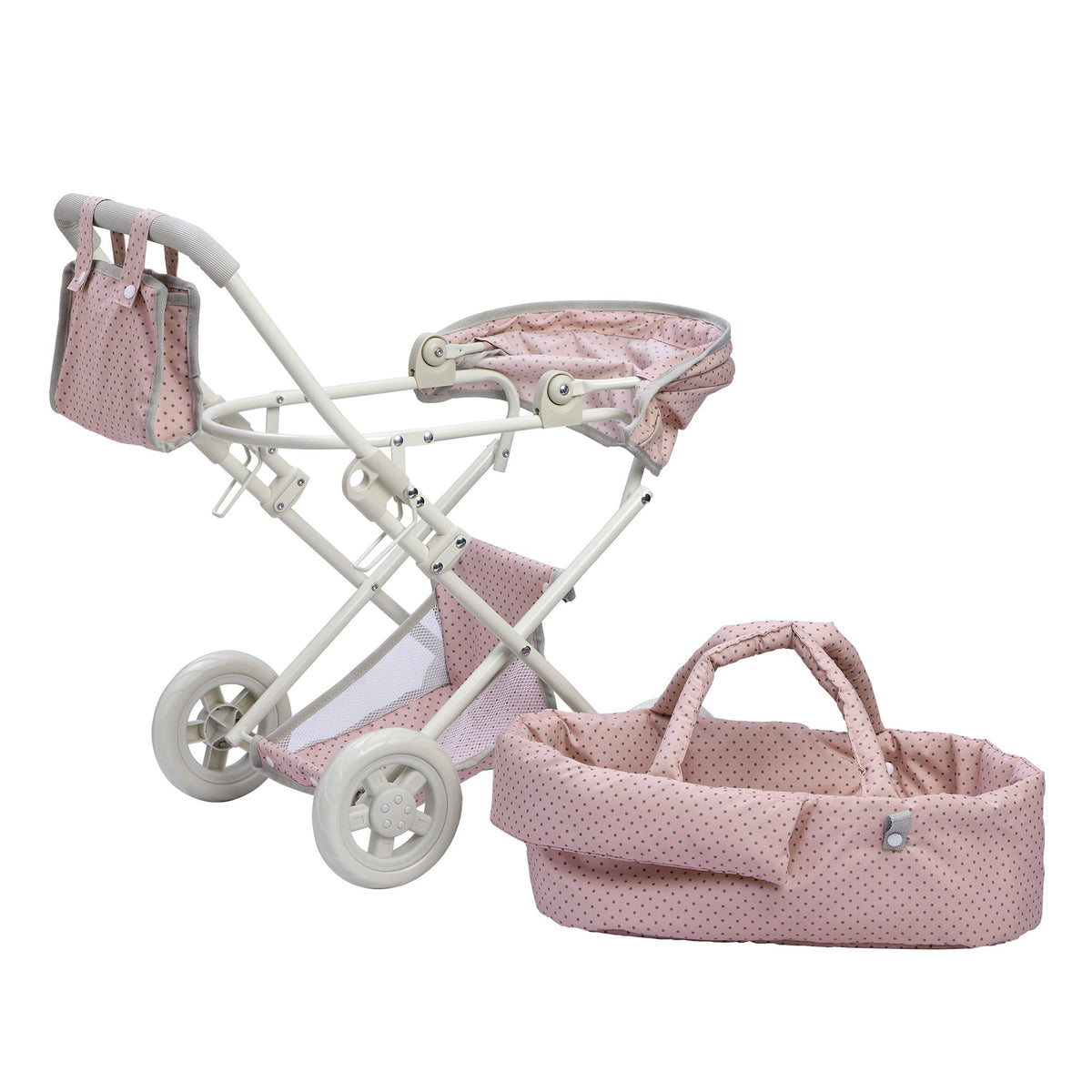 Olivia's Little World Buggy-Style Baby Doll Stroller with Retractable Canopy, Storage Underneath
