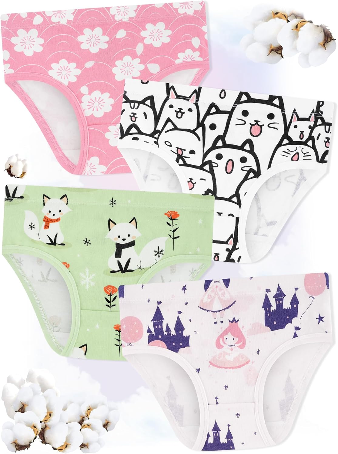 Girls' Underwear,Soft Cotton Tagless Panties for Toddlers' & Little Kids Comfort,Breathable