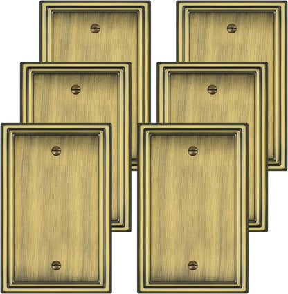 Antique Brass Decorative Blank Light Switch Covers Plate, Metal Material 1 Gang Wall Plates for