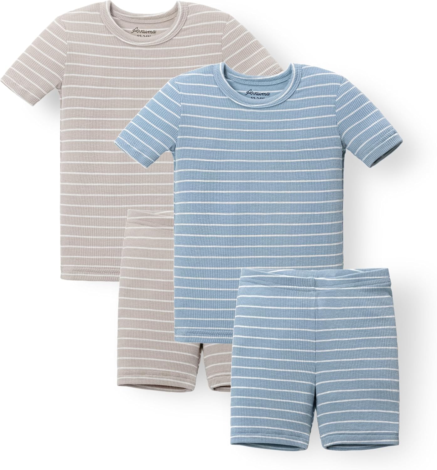 AVAUMA Stripe Pattern Baby Boys Girls Pajama Set Kids Toddler Snug fit Ribbed Sleepwear pjs for