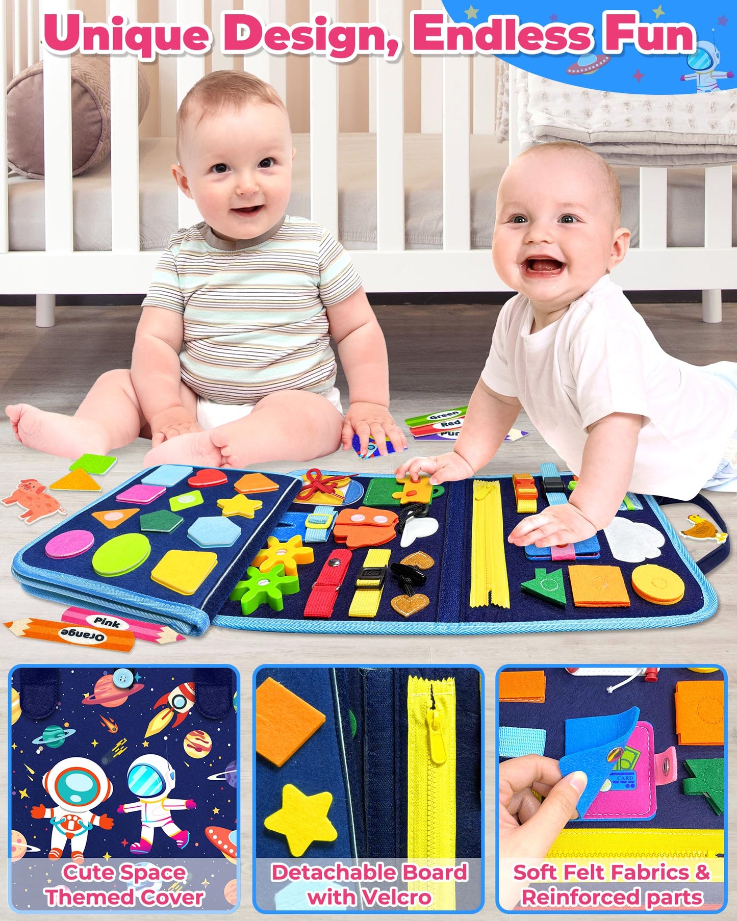Gojmzo Busy Board Montessori Toys for Toddler Boy Girl Gifts Busy Book