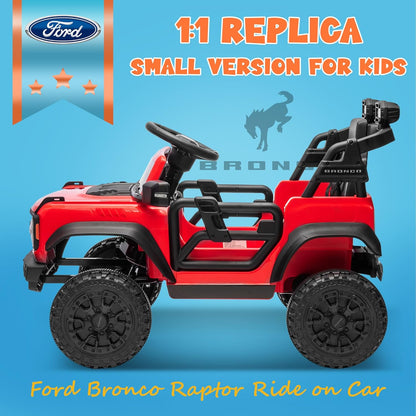 ENYOPRO 12V Kids Ride On Car with Remote Mode, Licensed Ford Bronco Raptor Electric Car for