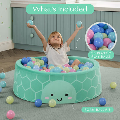 Delta Children Turtle Soft Ball Pit with 50 Play Balls - Ball Pits for Toddlers, Soft Round Kiddie