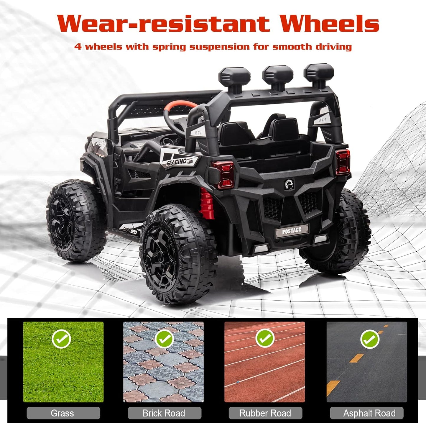 4x4 Kids Ride On Car with Remote Control, 24V Battery Powered Ride On Truck 4WD/2WD Switchable