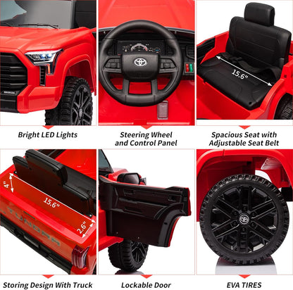 Electric Car for Kids, Licensed Toyota Tundra 12V Electric Truck, Off-Road Kids Car w/Remote