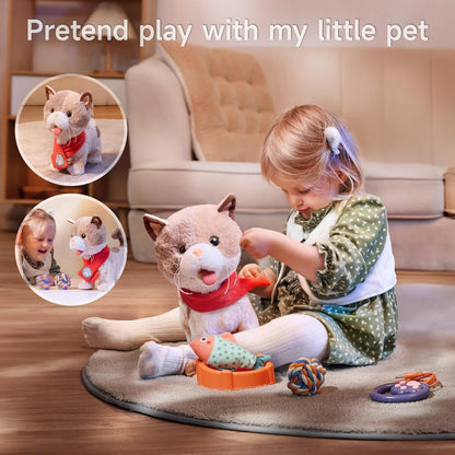 TUMAMA Toy Cat for Kids, Cute and Realistic Kitty Toy That Walks, Meows, Tongues Out and Wags Tail
